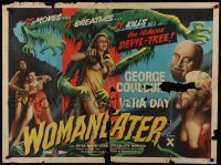 3j543 WOMAN EATER British quad '57 different art of wacky tree monster grabbing sexy woman!