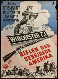 3j305 WINCHESTER '73 Danish '51 art of James Stewart w/rifle standing over Winters by Wenzel!