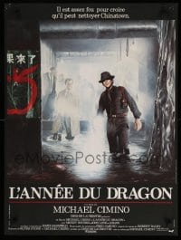 3j741 YEAR OF THE DRAGON French 23x31 '85 Mickey Rourke, Michael Cimino Asian crime thriller!