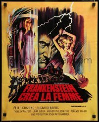 3j759 FRANKENSTEIN CREATED WOMAN French 17x21 '67 cool art of Peter Cushing & Susan Denberg!