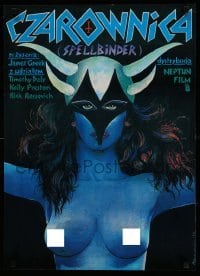 3j240 SPELLBINDER Polish 19x26 '90 Kelly Preston, Gormowicz art of topless woman in mask!