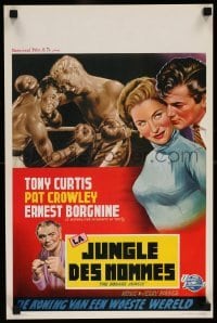 3m162 SQUARE JUNGLE Belgian '56 great artwork of boxing Tony Curtis fighting in the ring!