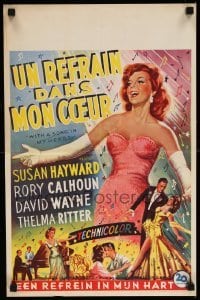 3m198 WITH A SONG IN MY HEART Belgian '52 artwork of elegant singing Susan Hayward!