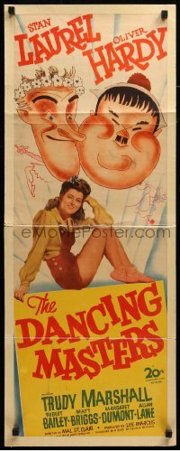 3m501 DANCING MASTERS insert '43 wacky art of Stan Laurel & Oliver Hardy, pretty Trudy Marshall!