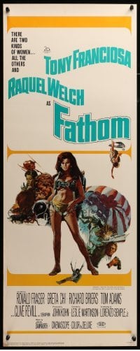 3m538 FATHOM insert '67 art of sexy nearly-naked Raquel Welch in skydiving harness & action scenes!