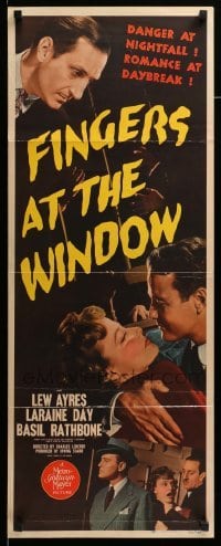 3m540 FINGERS AT THE WINDOW insert '42 Lew Ayres & Laraine Day, Basil Rathbone!