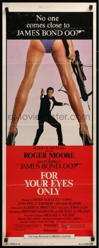 3m546 FOR YOUR EYES ONLY insert '81 Bysouth art of Roger Moore as Bond 007 & sexy legs!