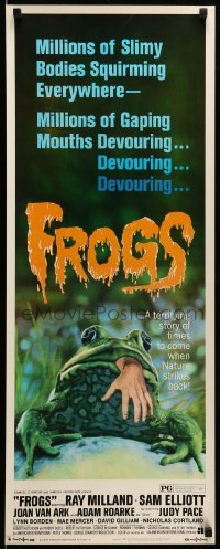 3m552 FROGS insert '72 great horror art of man-eating amphibian with human hand hanging from mouth