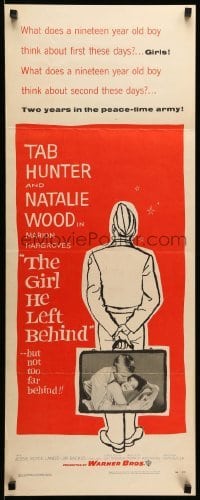 3m563 GIRL HE LEFT BEHIND insert '56 romantic image of Tab Hunter about to kiss Natalie Wood!