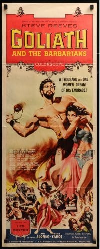 3m568 GOLIATH & THE BARBARIANS insert '59 art of Steve Reeves with sexy Chelo Alonso!