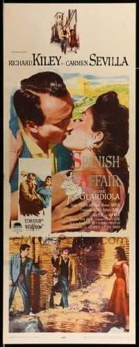 3m814 SPANISH AFFAIR insert '57 giant close up of Richard Kiley kissing Carmen Sevilla, Don Siegel!