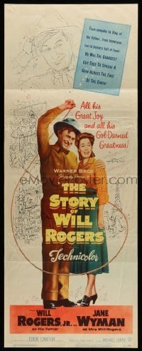 3m844 STORY OF WILL ROGERS insert '52 Will Rogers Jr. as his father, Jane Wyman, cool art!