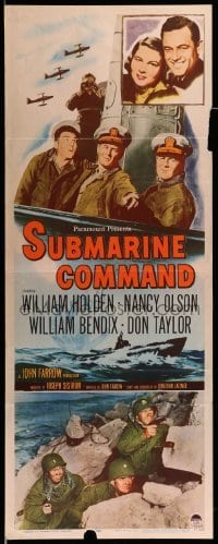 3m852 SUBMARINE COMMAND insert '51 William Holden, Nancy Olson, William Bendix, Don Taylor!