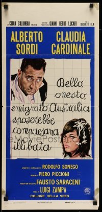 3m266 GIRL IN AUSTRALIA Italian locandina '71 great art of Alberto Sordi & sexy Claudia Cardinale!