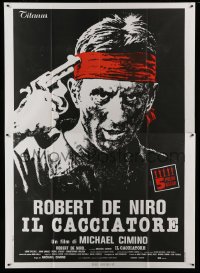 3r692 DEER HUNTER Italian 2p '79 classic art of Robert De Niro w/gun to his head, Michael Cimino