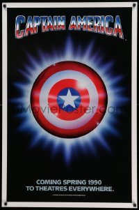 3w164 CAPTAIN AMERICA teaser 1sh '90 Marvel Comics superhero, cool image of shield!