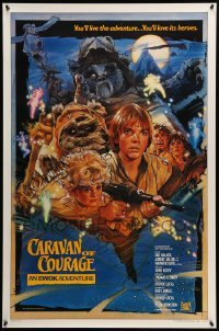 3w168 CARAVAN OF COURAGE style B int'l 1sh '84 An Ewok Adventure, Star Wars, art by Drew Struzan!