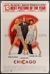 3w181 CHICAGO 1sh '02 Renee Zellweger & Catherine Zeta-Jones, Richard Gere, 13 AA nominations!