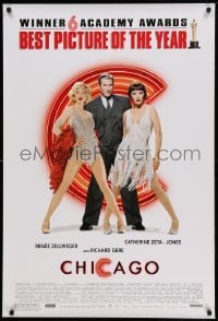 3w182 CHICAGO 1sh '02 Renee Zellweger & Catherine Zeta-Jones, Richard Gere, 6 Academy Awards!