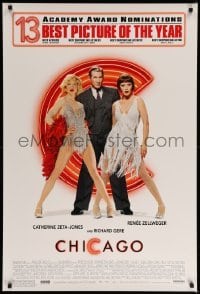 3w183 CHICAGO 1sh '02 Zellweger & Zeta-Jones, Gere, 13 nominations, wacky switched credits!