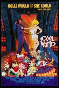 3w211 COOL WORLD int'l DS 1sh '92 Brad Pitt w/great cartoon art of sexy Kim Basinger as Holli!