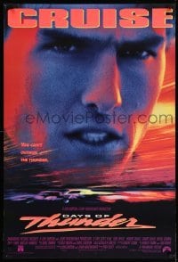 3w236 DAYS OF THUNDER DS 1sh '90 close image of angry NASCAR race car driver Tom Cruise!