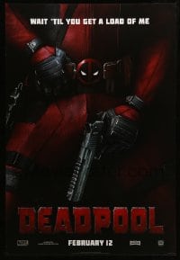 3w238 DEADPOOL style B teaser DS 1sh '16 Ryan Reynolds, Marvel, outrageous Joker parody tagline!