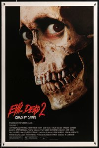 3w277 EVIL DEAD 2 1sh '87 Dead By Dawn, directed by Sam Raimi, huge close up of creepy skull!