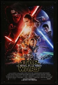 3w311 FORCE AWAKENS int'l French language advance DS 1sh '15 Star Wars: Episode VII, cast montage!