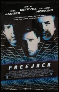 3w321 FREEJACK foil heavy stock int'l 25x38 1sh '91 Emilio Estevez, Mick Jagger, Anthony Hopkins!