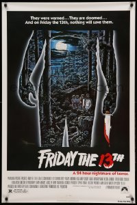 3w324 FRIDAY THE 13th 1sh '80 great Alex Ebel art, slasher classic, 24 hours of terror!