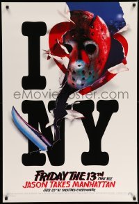 3w325 FRIDAY THE 13th PART VIII recalled teaser 1sh '89 Jason Takes Manhattan, I love NY in July!