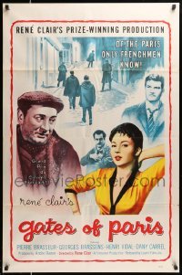 3w333 GATES OF PARIS 1sh '58 Rene Clair's Porte des Lilas, Dany Carrel