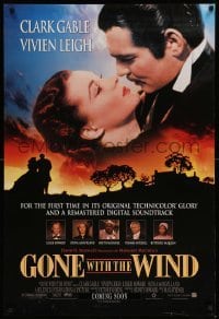 3w347 GONE WITH THE WIND advance DS 1sh R98 classic image of Clark Gable and Vivien Leigh!