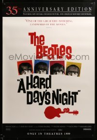 3w374 HARD DAY'S NIGHT advance 1sh R99 great image of The Beatles, guitar art, rock & roll classic!