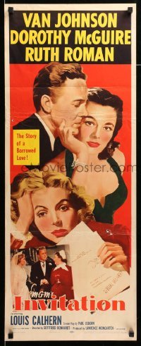 4c548 INVITATION insert '52 Van Johnson, Dorothy McGuire, Ruth Roman, story of a borrowed love!