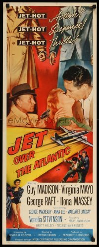 4c555 JET OVER THE ATLANTIC insert '59 Guy Madison, Virginia Mayo, George Raft, jet-hot action!