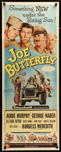 4c557 JOE BUTTERFLY insert '57 great art of Audie Murphy & soldiers flirting with girl in Japan!