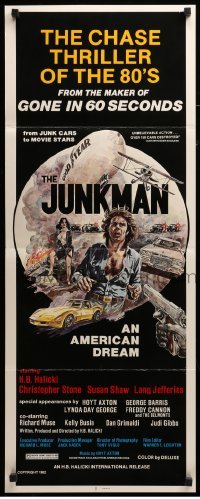 4c564 JUNKMAN insert '82 junk cars to movie stars, over 150 cars destroyed, cool art by Jensen!