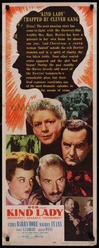 4c570 KIND LADY insert '51 John Sturges directed, Ethel Barrymore & Angela Lansbury!