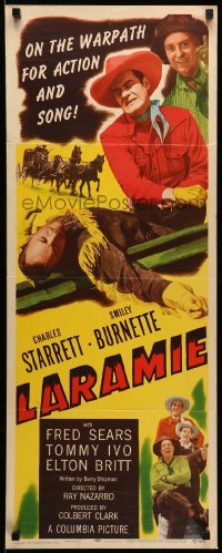 4c580 LARAMIE insert '49 Charles Starrett as The Durango Kid & Smiley Burnette on the warpath!