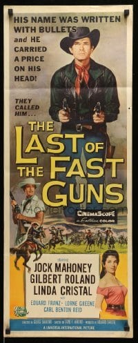 4c582 LAST OF THE FAST GUNS insert '58 Jock Mahoney's name was written with bullets, art by Brown!