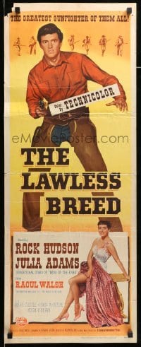 4c584 LAWLESS BREED insert '53 cowboy Rock Hudson with gun & sexy Julie Adams showing legs!