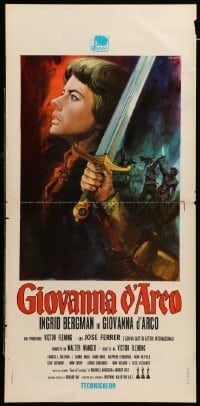 4c113 JOAN OF ARC Italian locandina R70s different art of Ingrid Bergman in full armor by Crovato