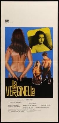 4c122 LA VERGINELLA Italian locandina '76 cool artwork of sexy near-naked bride with flying cherubs!