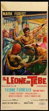 4c133 LION OF THEBES Italian locandina '65 Ciriello art of Mark Forest & Furneaux as Helen of Troy