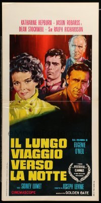 4c139 LONG DAY'S JOURNEY INTO NIGHT Italian locandina '68 Hepburn, Richardson, Tarantelli art!