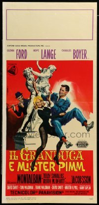 4c143 LOVE IS A BALL Italian locandina '63 DeSeta art of full-length Glenn Ford & sexy Hope Lange!