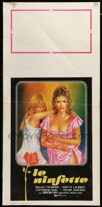 4c147 JEUX DE MINETTES Italian locandina 1981 art of sexy Odette Laurent and Diana Chase!