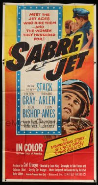 4f878 SABRE JET 3sh '53 cool image of Korean War jet ace fighter pilot Robert Stack!